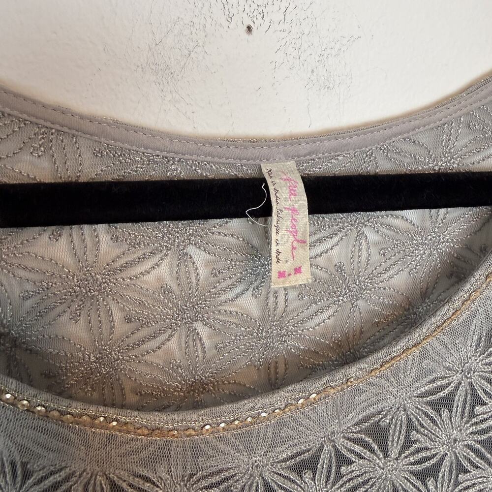 Free People sheer boho blouse beaded embroidered MD festival vacation - Picture 10 of 10